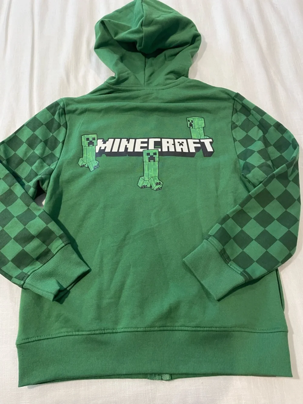 NWOT Kids Green Minecraft- Creeper Inspired Zip Hoodie